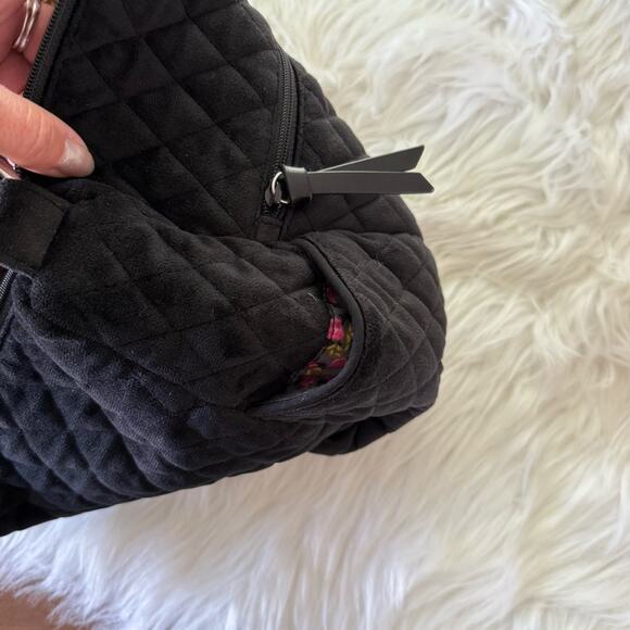 Vera Bradley | Women’s Go Ahead Solid Black Quilted Velvet Shoulder Bag Purse - Picture 4 of 7